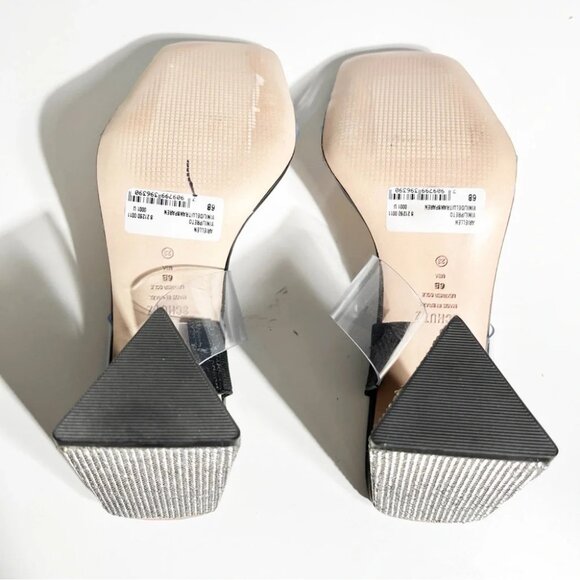 New Schutz Ariellen Vinyl Crystal Block-Heel Sandals Black size 6 - Picture 7 of 8